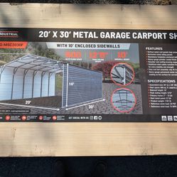 20 x 30 Enclosed Metal Carport TMG