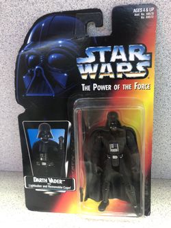 Star Wars DARTH VADER Lightsaber Removable Cape 3.75" Figure Red Card POTF 1995