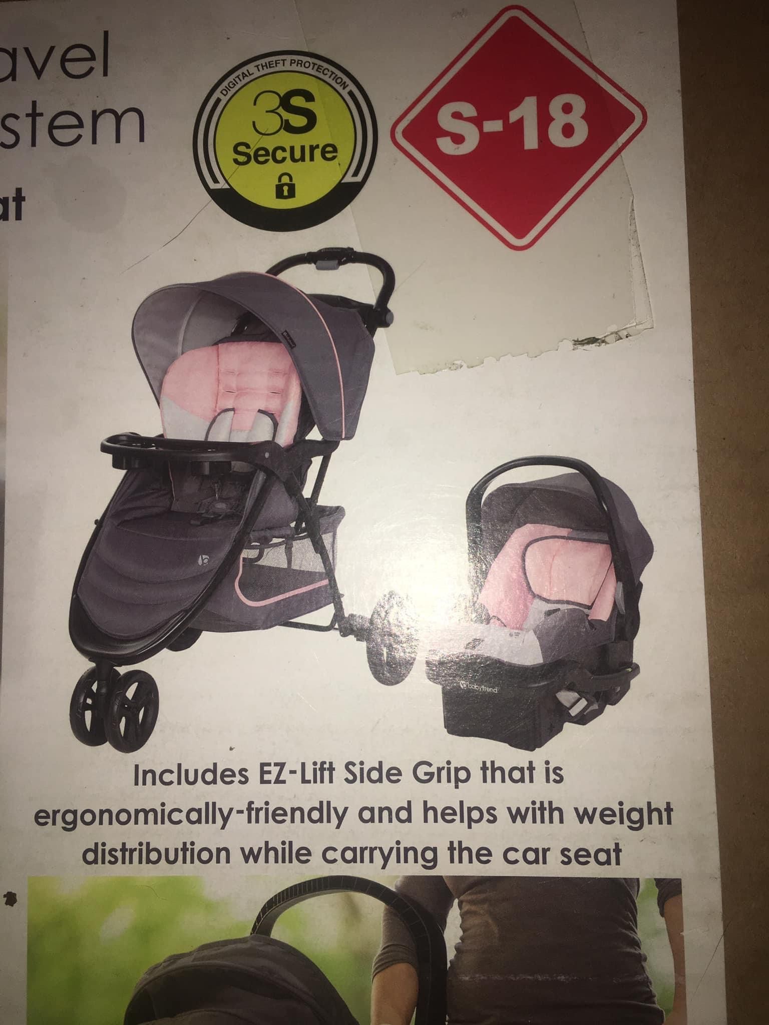 car seat and stroller