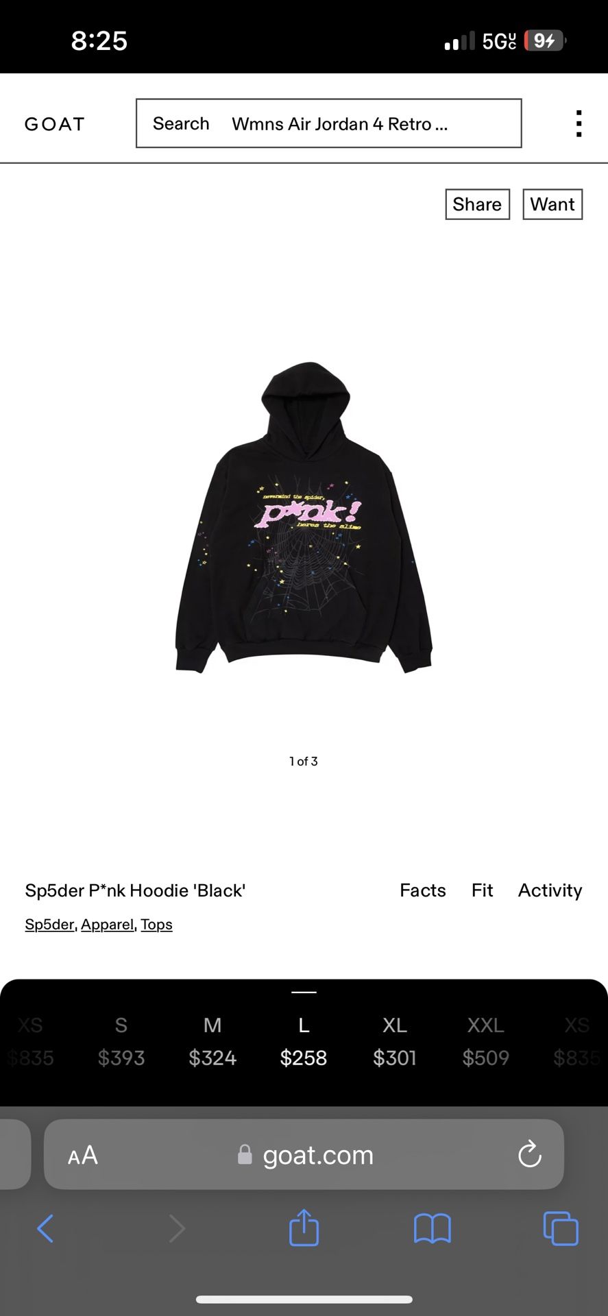 Sp5der P*nk Hoodie 'Black'