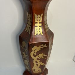 Decorative Vase with Gold Asian Design