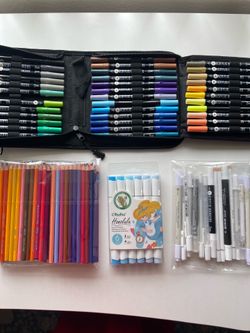 Gel pens, Acrylic Pens, Colored Pencils, Ohuhu Markers Bundle Lot