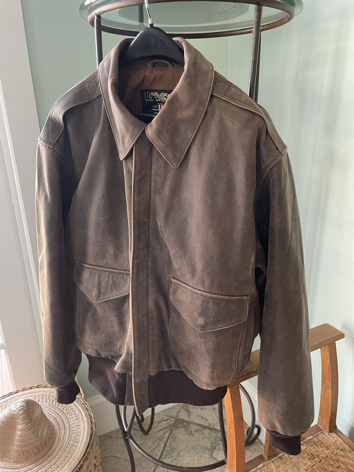 Us Wings Leather Bomber Jacket