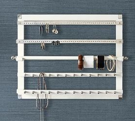 Pottery Barn Jewelry Organizer, Heavy Duty, wall-mounted, white and silver
