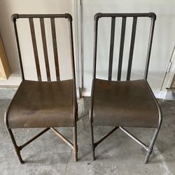 (2) Industrial Style Metal Chairs 