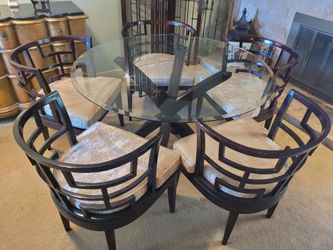 Glass round table and chairs