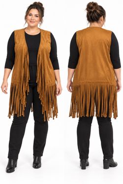 Faux suede fringe vest costume XL