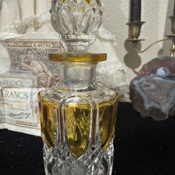 Antique Circa 1908 Val St Lambert Yellow & Clear Glass Perfume Bottle