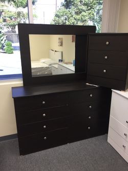 Dresser with mirror and nightstand