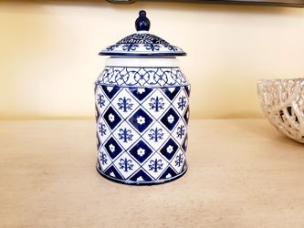 Pier 1 Imports - Blue & White Canister