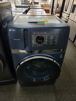 Profile 4.8 cu. ft. Smart UItraFast Electric Washer Drver Combo in Sapphire Blue with Ventless Heat Pump Technology