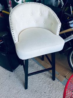 Cream Upholstered Tufted Nailhead Bar Stool - Sturdy
