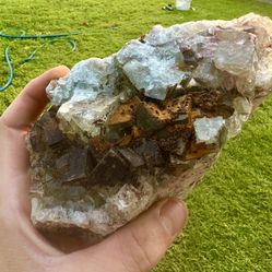 Fluorite on Quartz Crystal Cluster Specimen Lg 