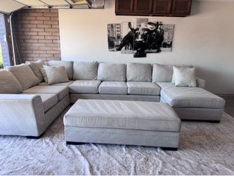 Living spaces Delano sectional sofa couch sala ottoman