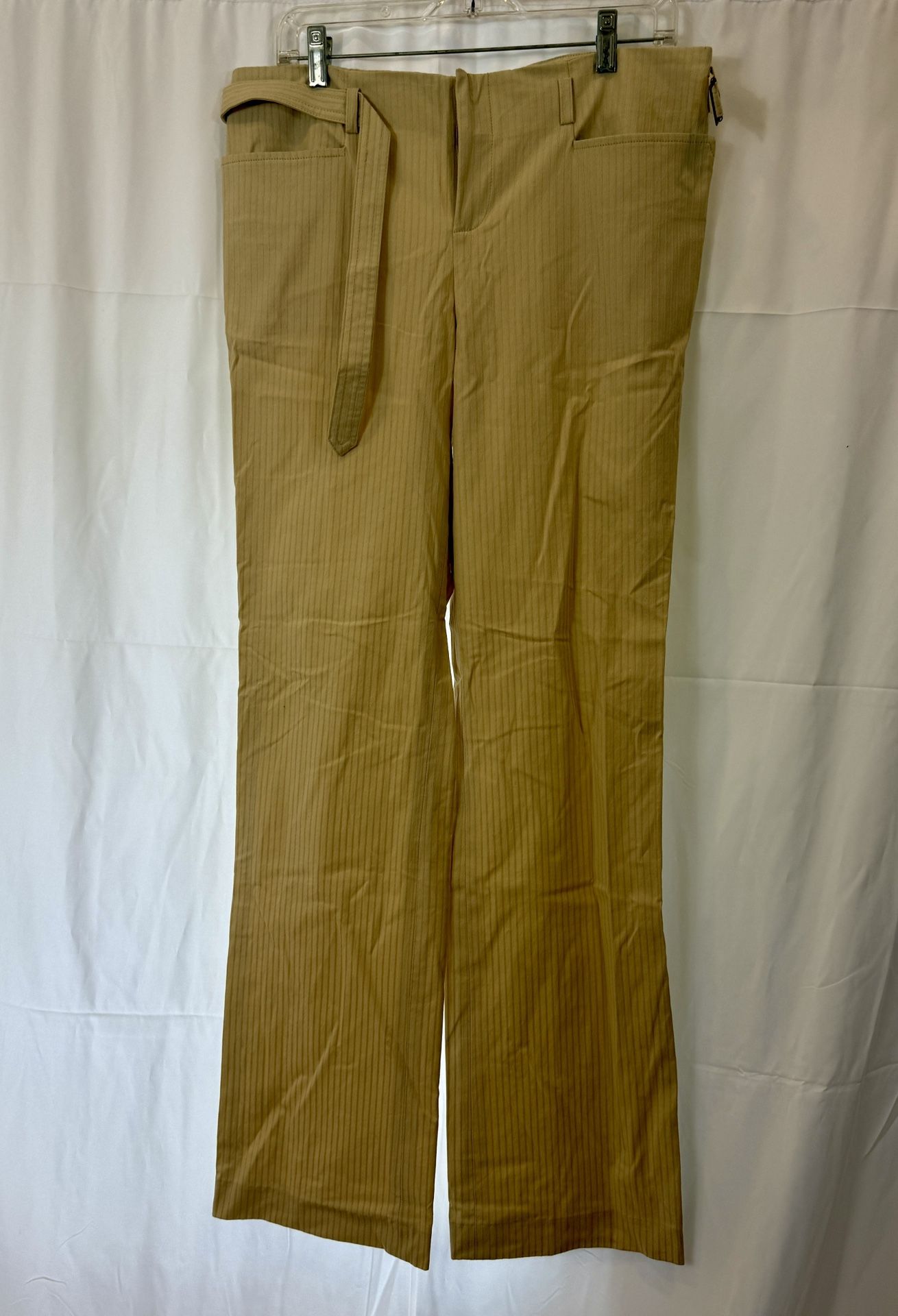 Catherine Malandrino Pinstripe Cotton Belted Wide Leg Pants, USA, NWOT, Size 12