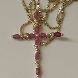 Ruby Cross Necklace 