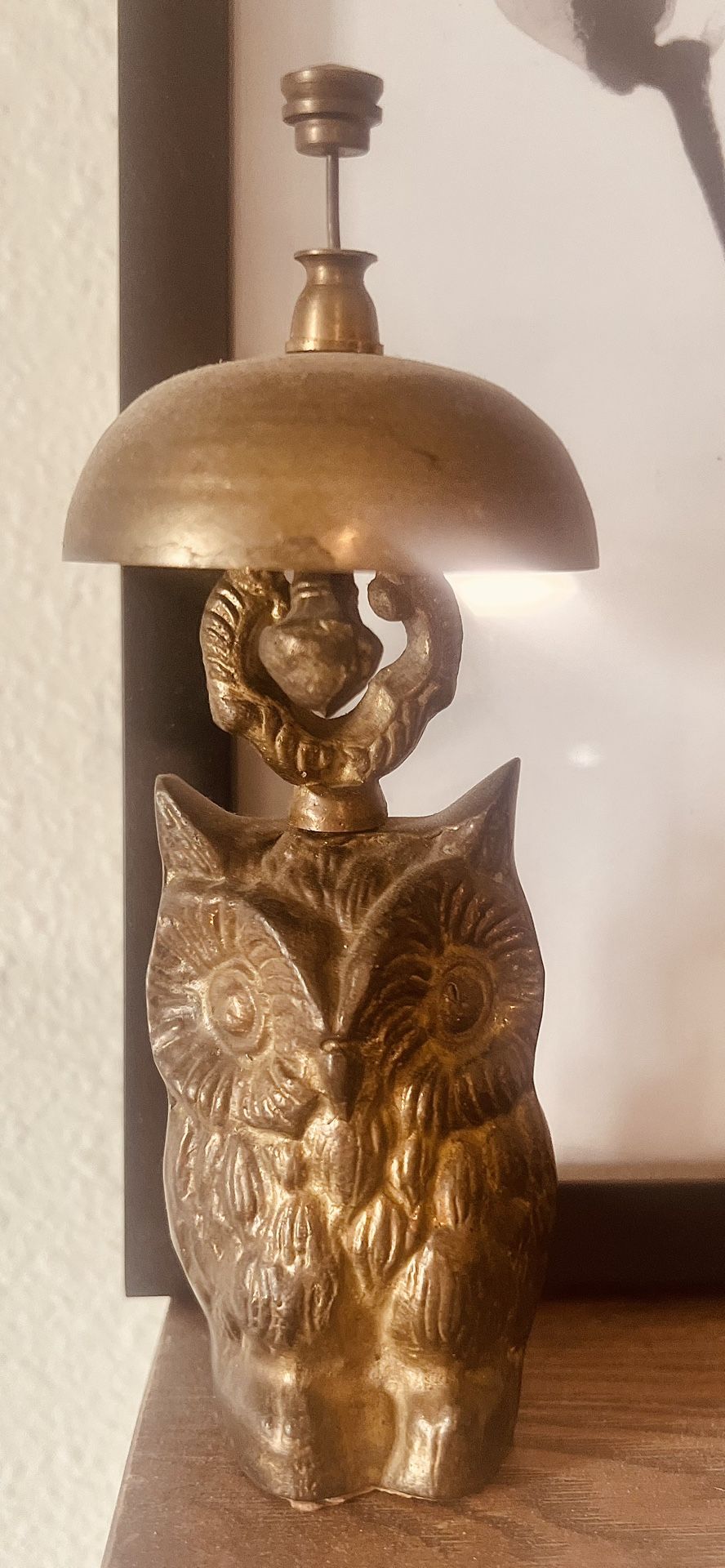 Antique Brass owl Desktop Ring/bell