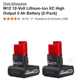 Milwaukee M12 RedLithium XC5.0 Battery 2-Pack