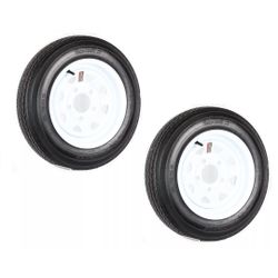 2-Pack eCustomrim Trailer Tire On Rim 4.80-12 Load C 5 Lug White Spoke