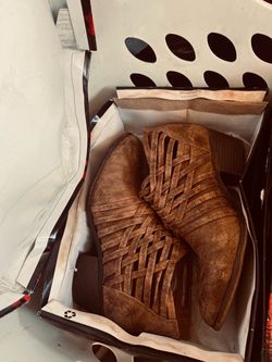 Fergalicious Brown Suede Strappy Ankle Booties