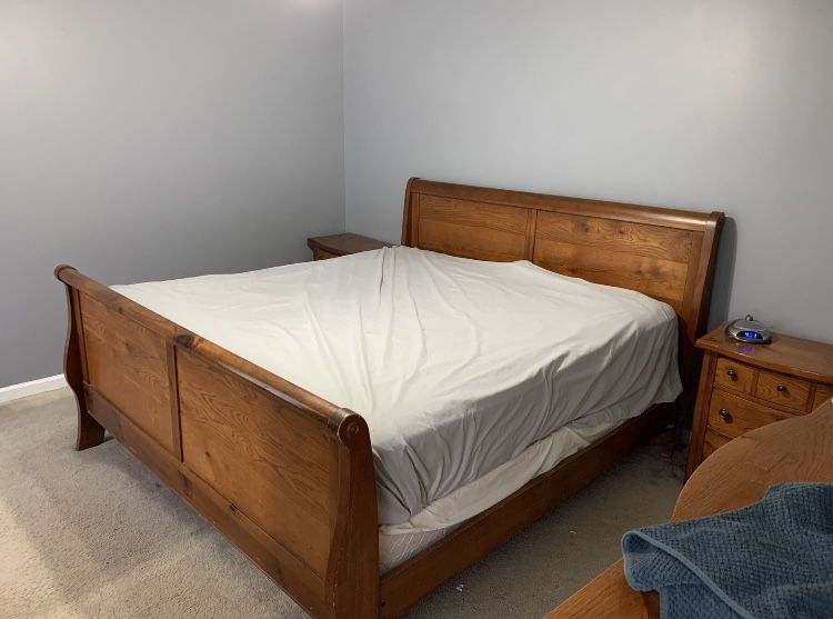 King Size Bed Frame with Complete Dresser Set