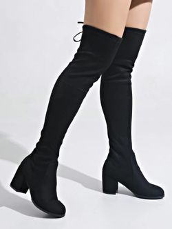 Black Over The Knee Thigh High Block Heel Boots USA Sz 9 New In Box