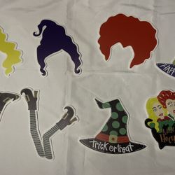 8Pcs Halloween Yard Sign with 16Pcs Stakes Colorful Witch Party Lawn Sign Waterproof Plastic Witch's Hat Leg Outdoor Sign for Lawn Patio Yard Garden D