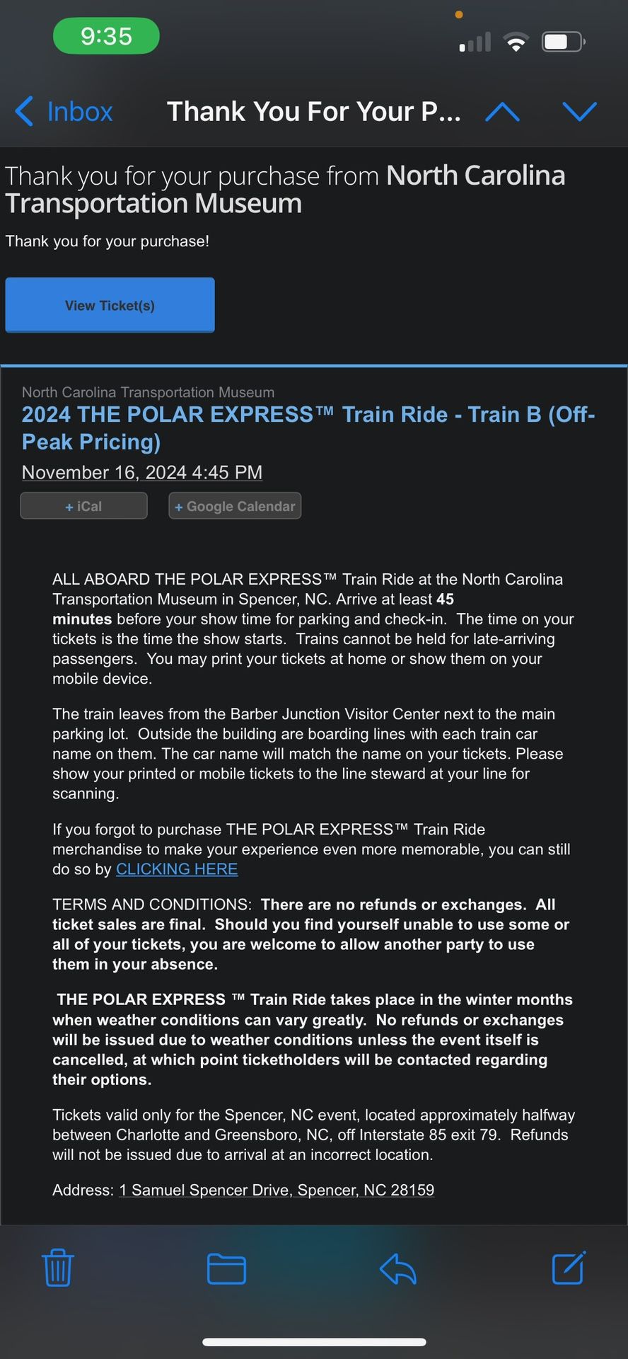 Polar Express Tickets