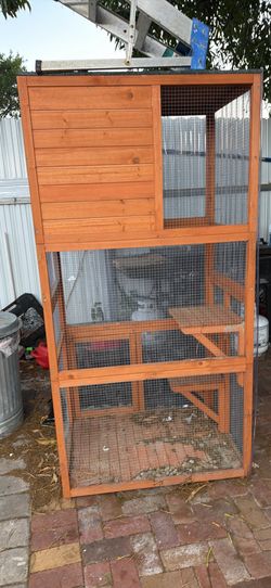 PawHut 74" Wooden Catio Outdoor Cat Enclosure Weatherproof Outside Cat House with High Weight Capacity, Kitten Cage Condo, Orange 