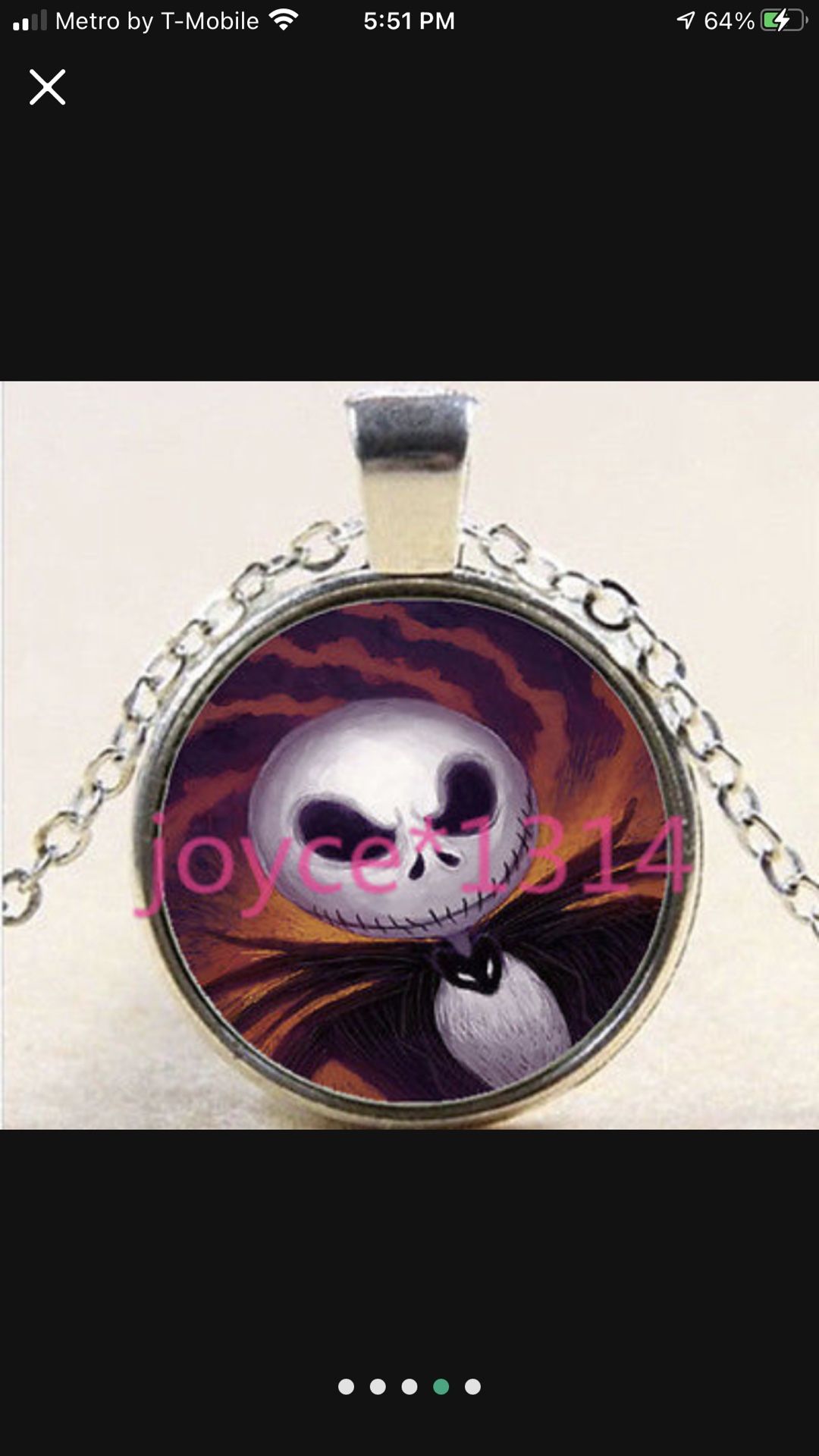 Nightmare Before Christmas Tibetan Silver Necklace .. Jack Skellington