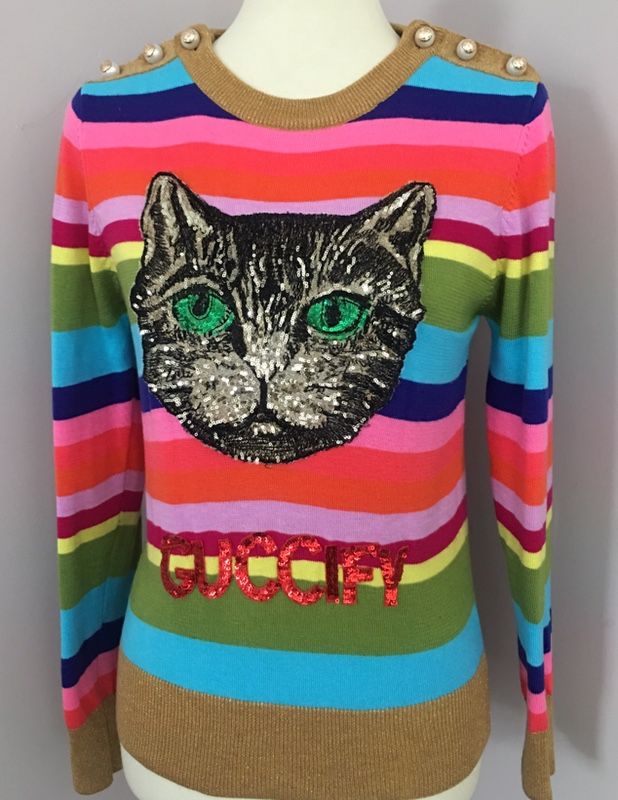 Women s GUCCI rainbow striped cat sweater for Sale in Philadelphia