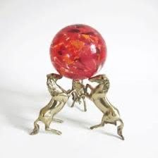 Beautiful 1970’s Brass Horse Stand And Glass Orb