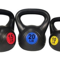 BalanceFrom Wide Grip Kettlebell Exercise Fitness Weight Set, 3-Pieces: 10lb, 15lb and 20lb Kettlebells
