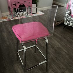 Acrylic Bar Height Bar Stools/ Pink Chair Pads