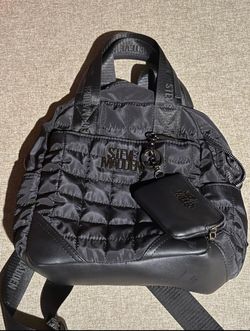 Steve Madden Quilted Black Mini Backpack With Zip Closures & Removable Pouch
