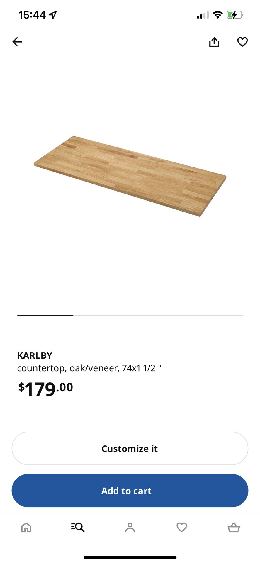 ikea karlby 74x25 oak countertop table desk for Sale in Rossmoor, CA