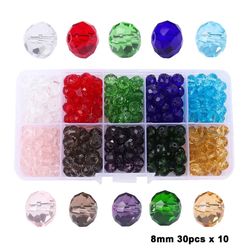 300pcs Glass Wheel Beads Crystal Flat Beads Set Handmade DIY Necklace Bracelet Beads