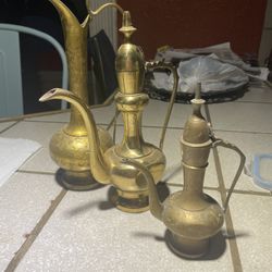 Arte Hindu En Bronce 3 piezas En buen estado 