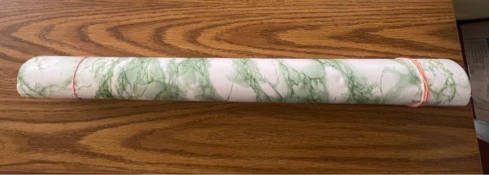 Green and marble adhesive countertop cover