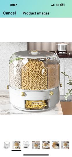 NEW | 6-Grid Rotating Rice Dispenser Kitchen Dry Food Flour Sugar Grain Storage