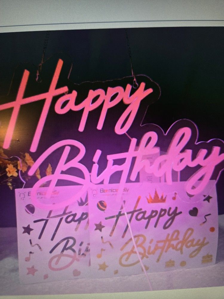 Happy Birthday LED Neon Light Sign-Pink