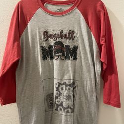 Baseball Mom Tee, Size Large