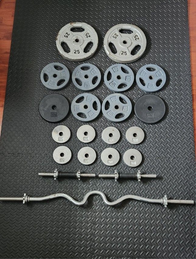 Standard Weight Plates, Adjustable Dumbbells And Ez Curl Bar