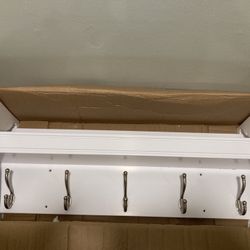 28” Trayed Floating Shelf w/ hooks