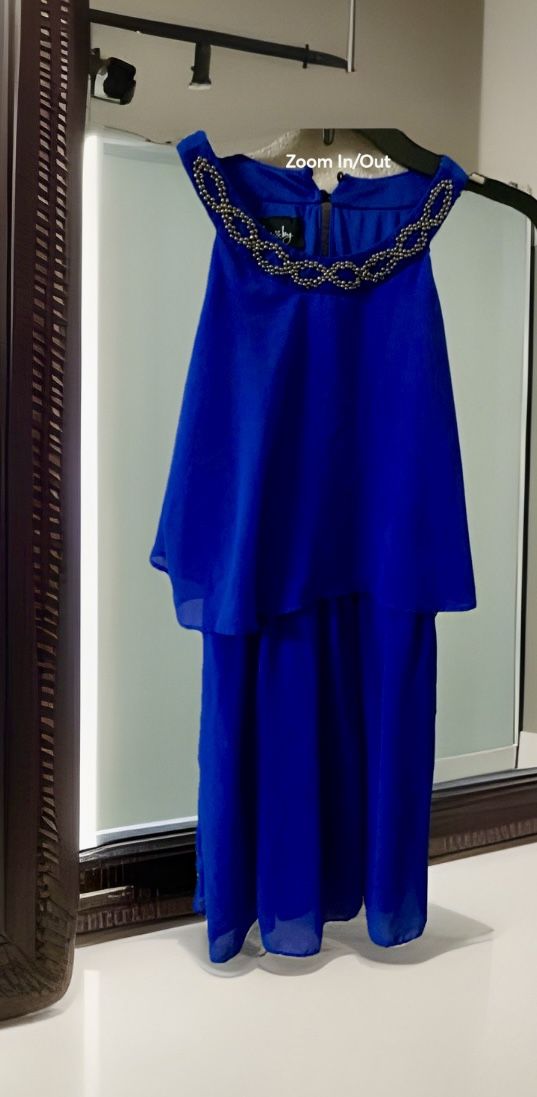 Teen Girl’s Royal Blue Beaded holiday Dress Size 14 1/2 Youth