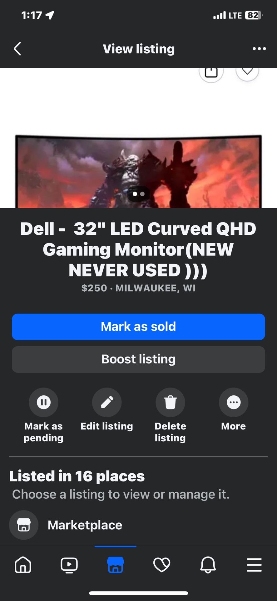 Dell - 32" LED Curved QHD Gaming Monitor (NEW NEVER USED )))