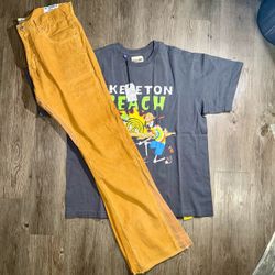 Gallery Dept Skeleton Beach Tee & Corduroy Pants Set 36/Large