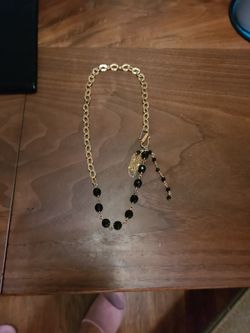 Gold Chain With Black Glass Beads