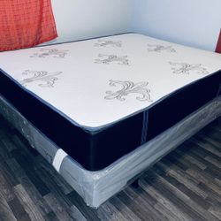 Queen size Foam Encased 12”thick with Regular Box Spring Brand New( FREE DELIVERY 🚚)