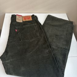Levis 565 Loose Straight Corduroy Jeans 34x30 New With Tags Olive Green Y2k 97'